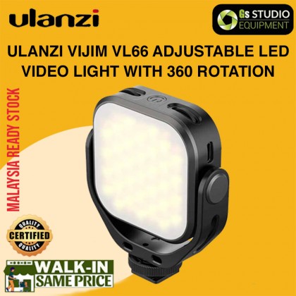 Ulanzi Vijim VL66 Adjustable LED Video Light with 360 Rotation Mount Bracket Rechargable DSLR SLR Mobile Fill Light